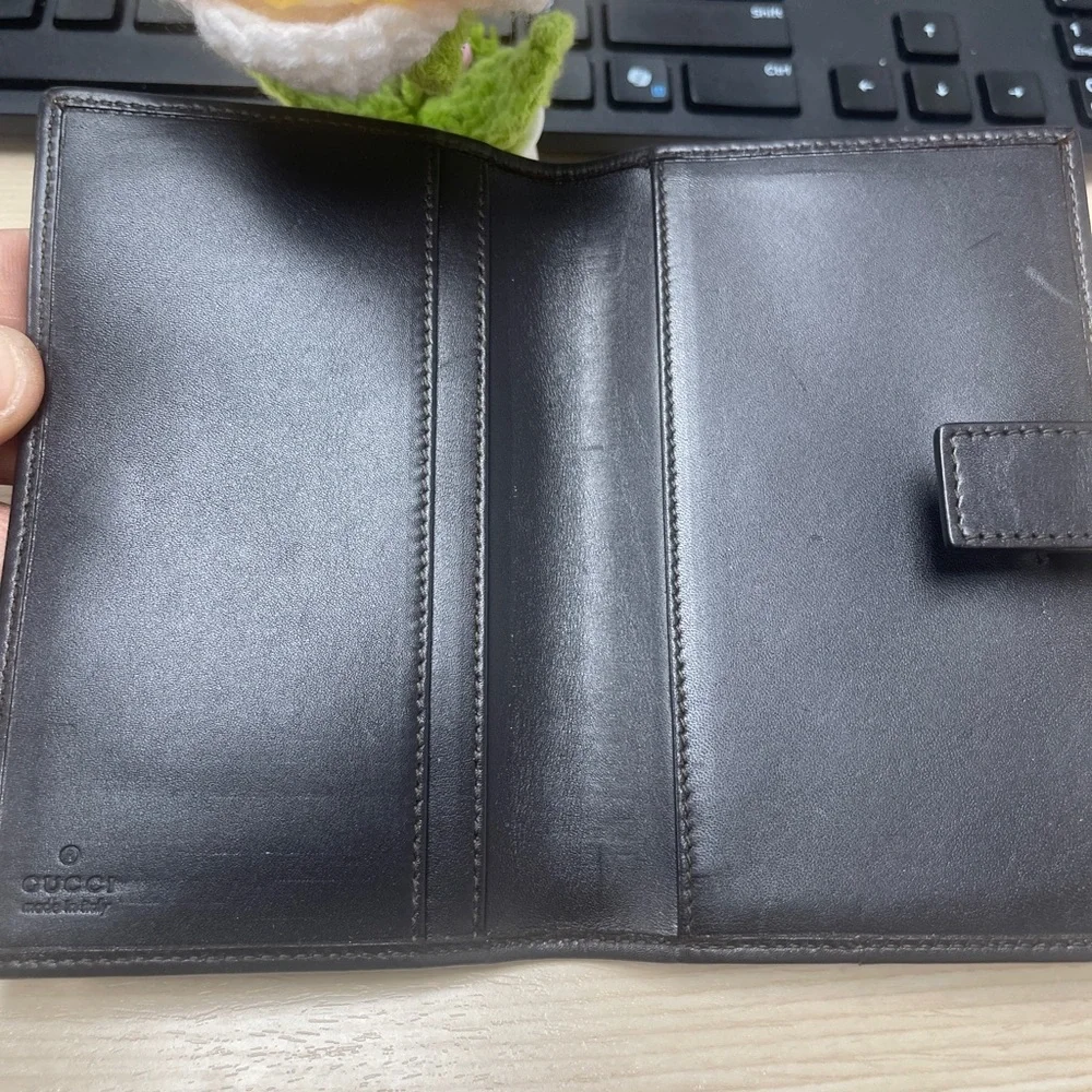 Vintage GUCCI GG Canvas Brown Drk Brown Lthr Bifold Diary Day Planner/Organizer - Picture 13 of 16